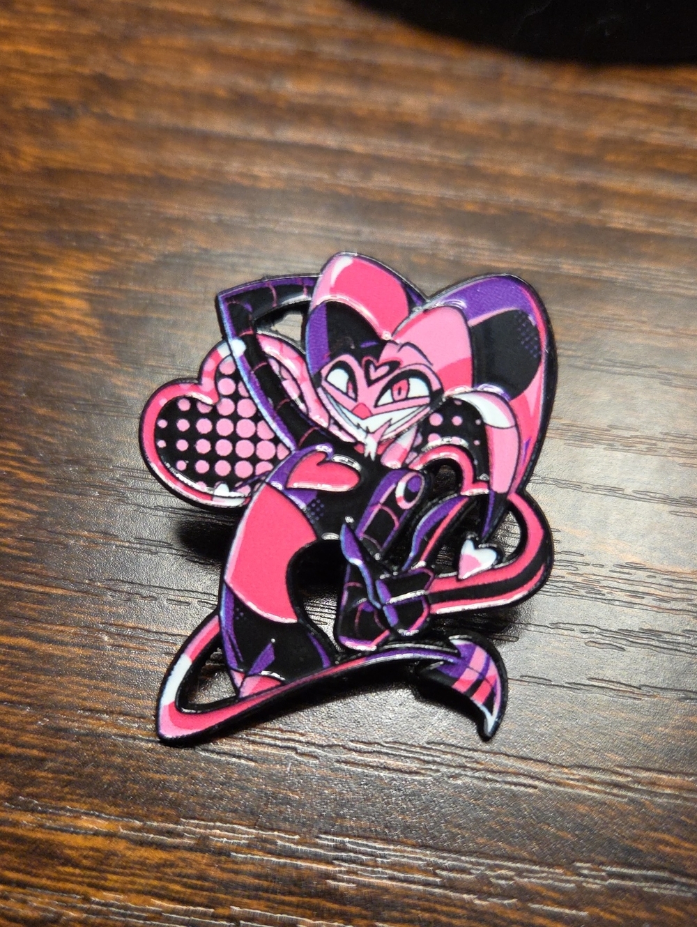 Pink & Purple Jester Heart Enamel Accessory Pin Hazbin Hotel